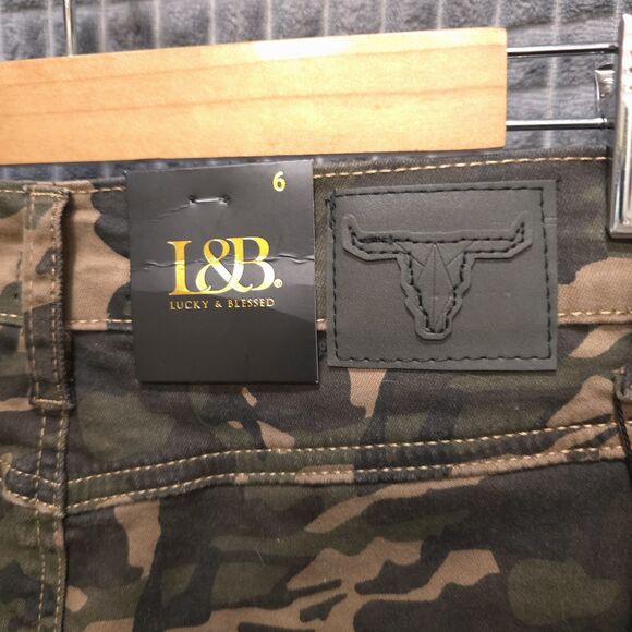 Y2K Camo Denim Jean Skirt Sz6 28W Pockets Grunge Punk Western Rock Baddie Street - Picture 9 of 16